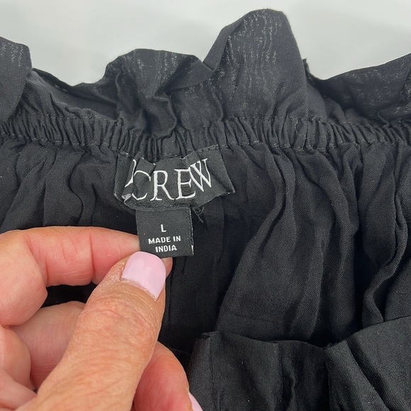 J. Crew Black Crinkled Gathered-Waist Skirt Summer Beach Size Large - Picture 4 of 7